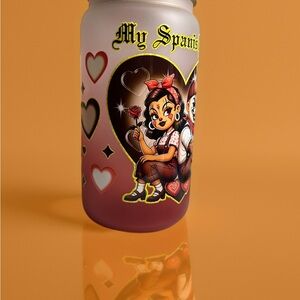 Colorful Heart Design Tumbler with lit and straw